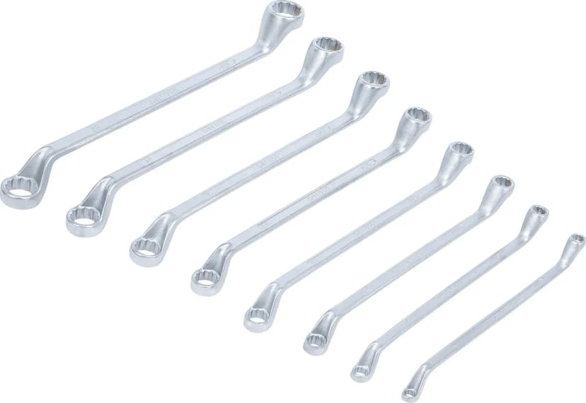 Set dvojnih obročnih ključev, zamaknjen, 6 x 7 - 20 x 22 mm, 8-delni
