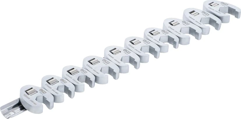 Set odprtih ključev za cevne priključke, pogon 10 mm (3/8"), 10 - 19 mm, 10-delni