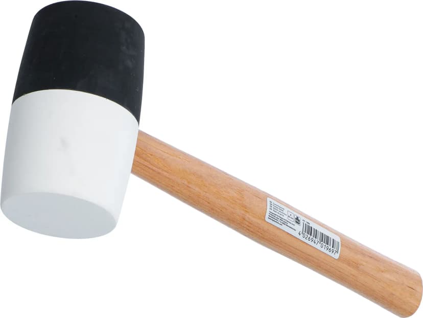 Gumijasto kladivo, ročaj iz hikorija, črna / bela glava, Ø 63 mm, 840 g