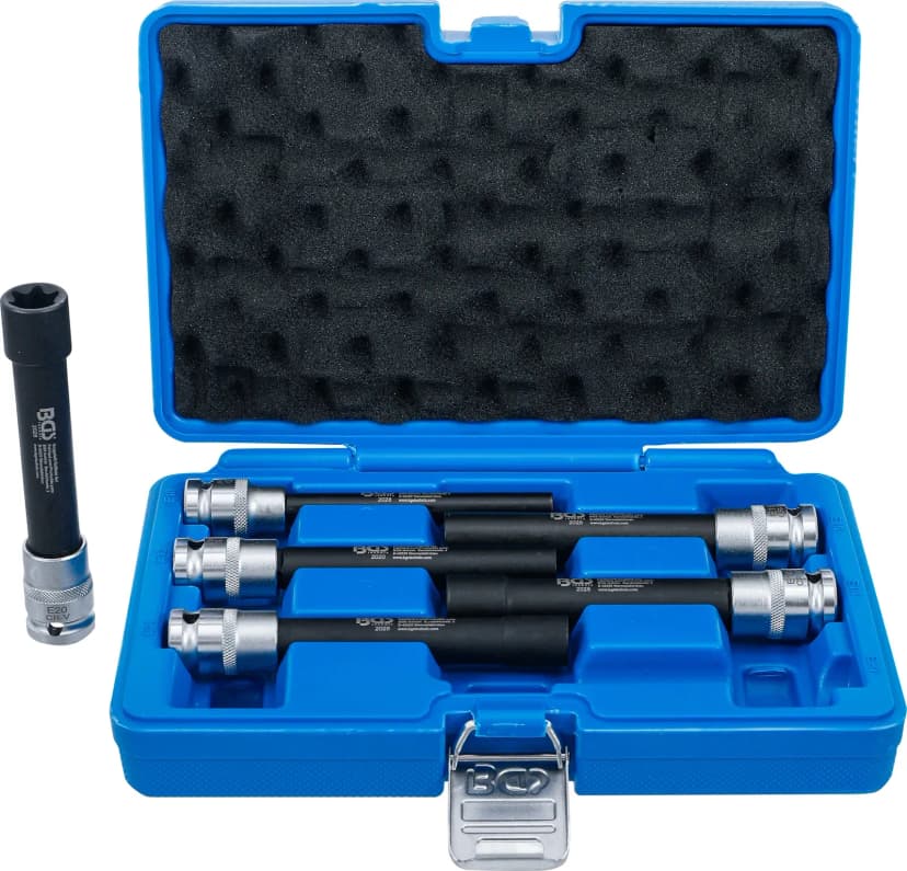 Set nasadnih ključev, E-profil, ekstra dolgi, pogon 12.5 mm (1/2"), E10 - E20, 6-delni