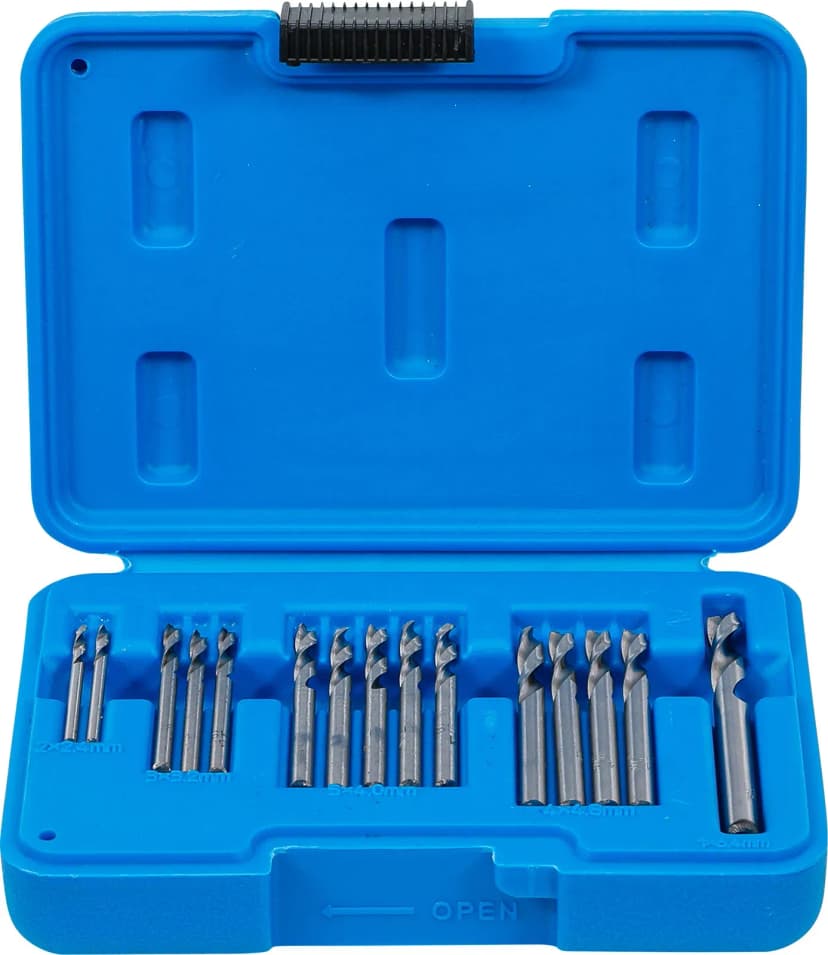 Set svedrov za slepe kovice, HSS, 2.4 - 6.4 mm, 15-delni