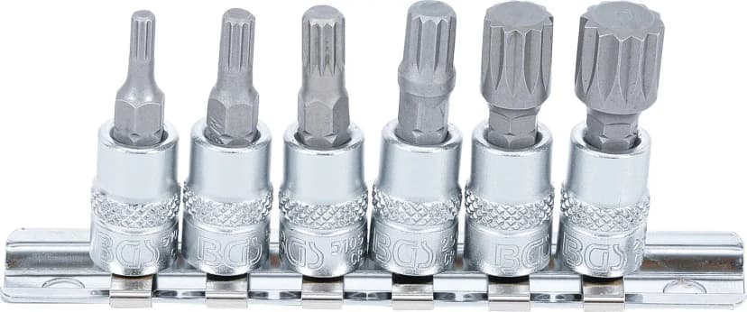 Nasadni ključ z bitom, pogon 6.3 mm (1/4"), zobati profil (za XZN) M4 - M12, 6 kosov