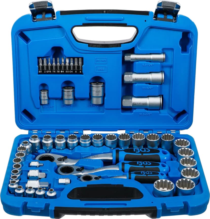 Set prehodnih nasadnih ključev, Gear Lock, 4.5 - 25 mm, 52-delni