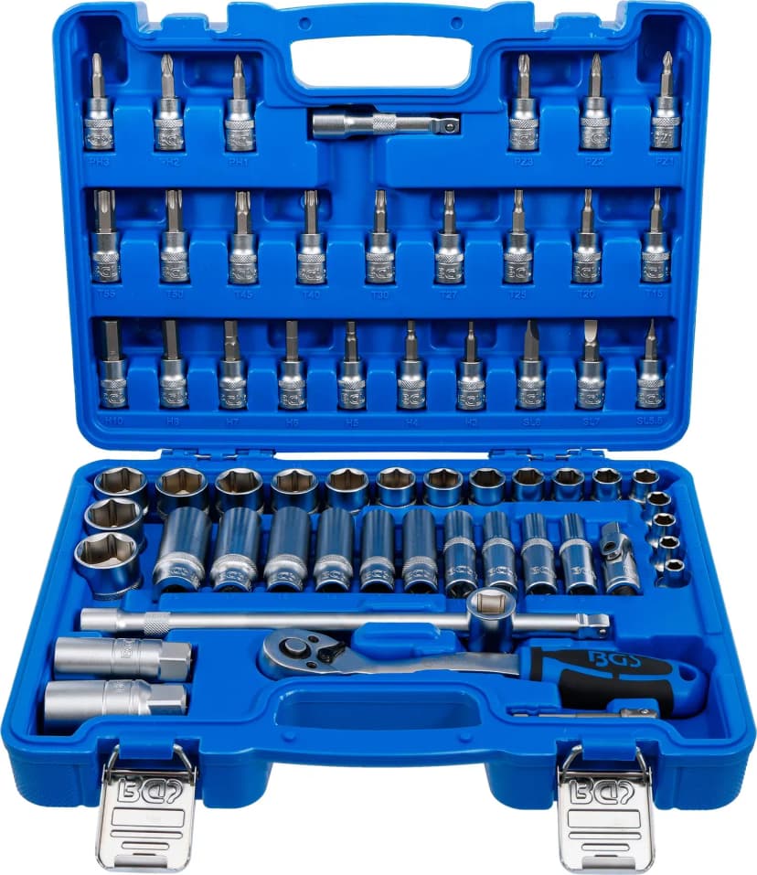 Set nasadnih ključev, šestrobi, pogon 10 mm (3/8"), 61-delni