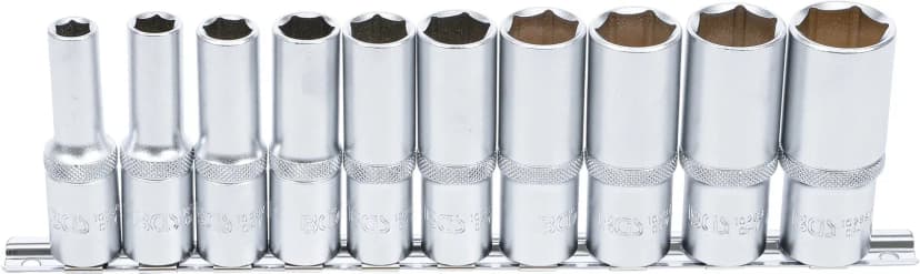 Set nasadnih ključev, šestrobi, globoki, pogon 12.5 mm (1/2"), palčne velikosti, 10-delni