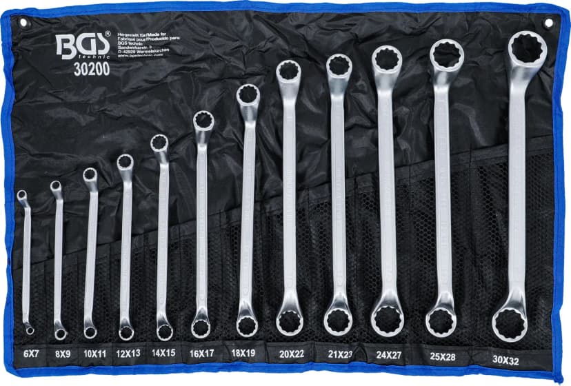 Set dvojnih obročnih ključev, globoko zamaknjena konca, 6 - 32 mm, 12-delni