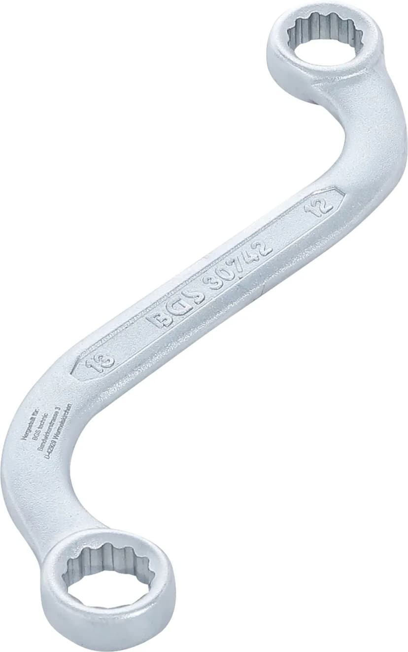Dvojni obročni ključ S-oblike, 12-robni, 12 x 13 mm