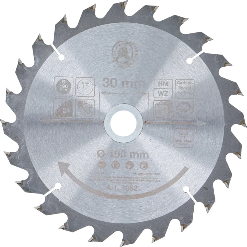Krožni žagin list s karbidnimi zobmi, Ø 190 x 30 x 2.5 mm, 24 zob