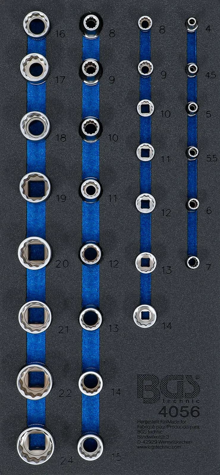 Modul za predal 1/3: nasadni ključi 12-robni, 6.3 mm (1/4") / 12.5 mm (1/2"), 29 kosov