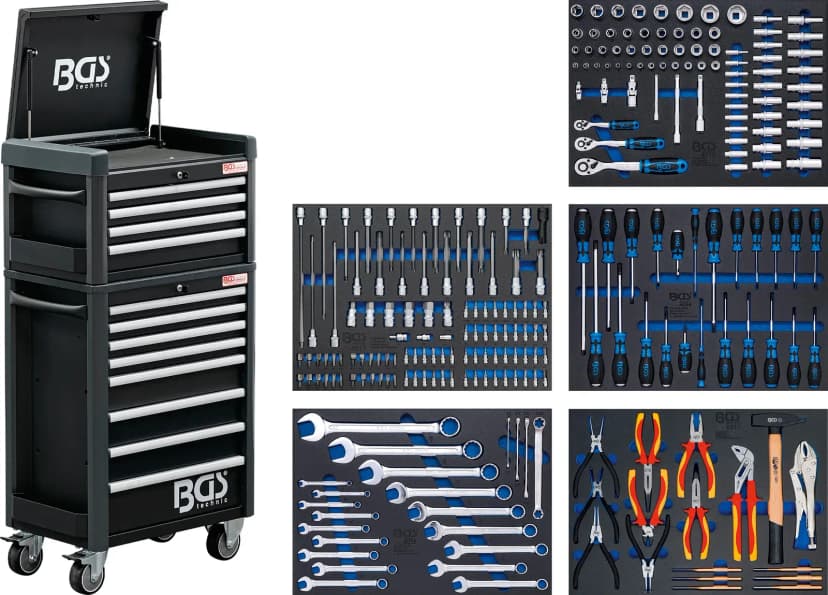 Delavniški voziček Pro Standard Max, 12 predalov, z 263 orodji