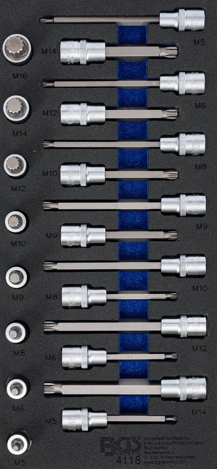 Modul za predal 1/3: set nasadnih ključev z bitom, 12.5 mm (1/2"), zobati profil (za XZN), 22-delni