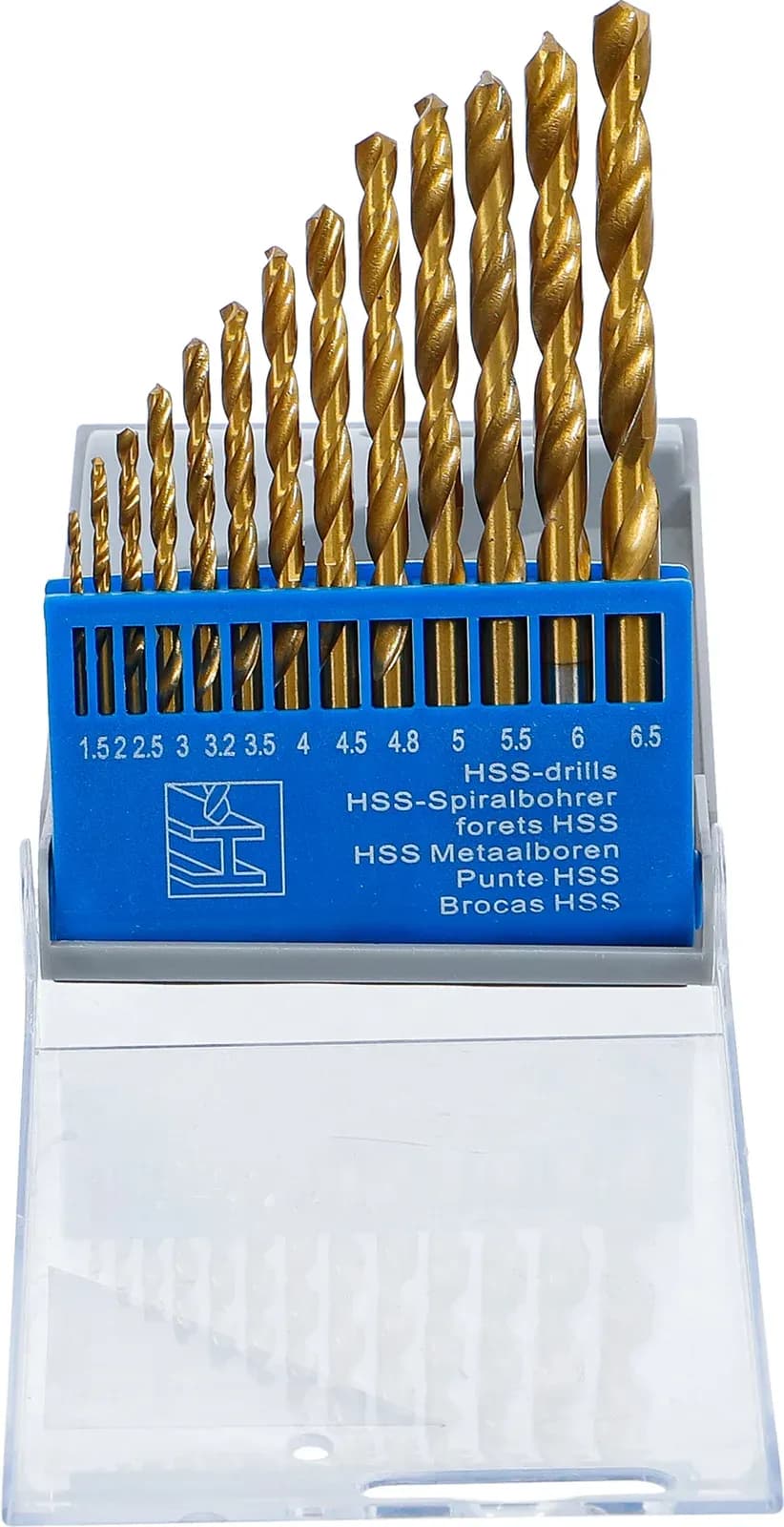 Set HSS spiralnih svedrov, titanov nitrid, 1.5 - 6.5 mm, 13-delni