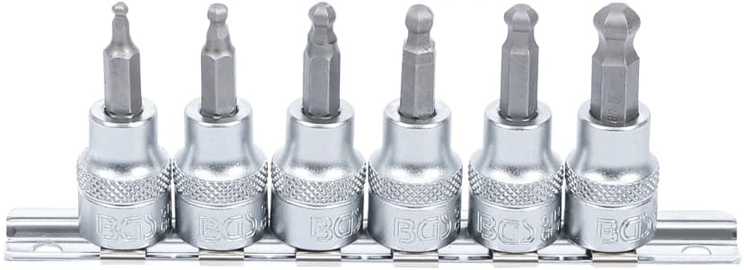 Set nasadnih ključev z biti, pogon 10 mm (3/8"), notranji šestrob s kroglasto glavo 3 - 8 mm, 6-delni