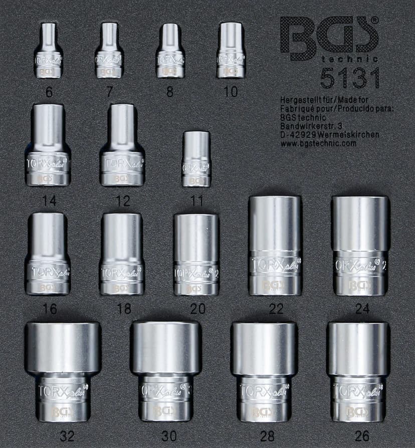 Modul za predal 1/6: set nasadnih ključev, T-profil Plus (za Torx Plus), pogon 6.3 mm (1/4"), 10 mm (3/8"), 12,5 (1/2"), 6EPR - 32EPR, 16-delni