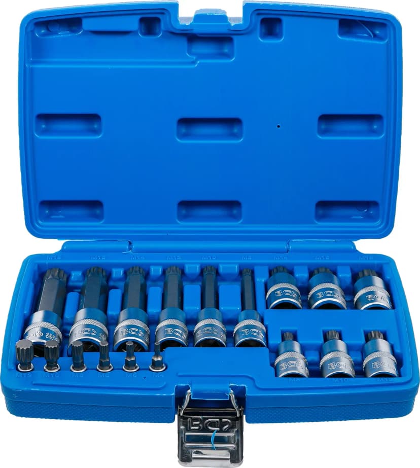 Set nasadnih ključev z biti, pogon 6.3 mm (1/4") / 12.5 mm (1/2"), zobati profil (za XZN), 18-delni