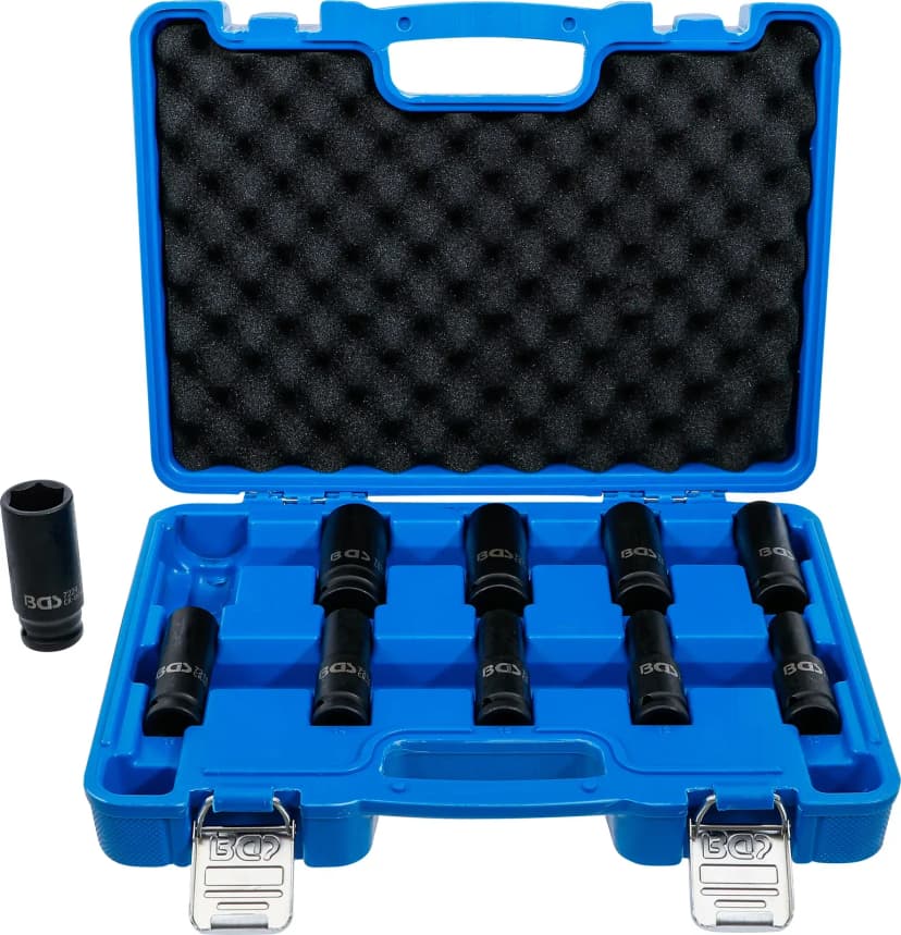 Set udarnih nasadnih ključev, šestrobi, globoki, pogon 12.5 mm (1/2"), 10 - 24 mm, 10-delni