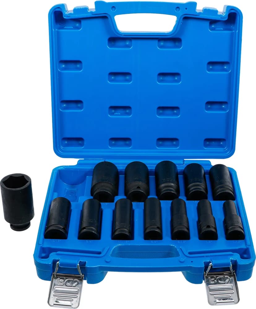 Set udarnih nasadnih ključev, šestrobi, globoki, pogon 12.5 mm (1/2"), palčne velikosti, 13-delni