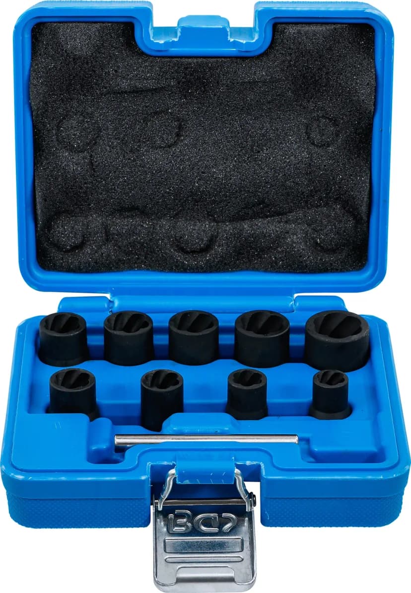 Set spiralnih nasadnih ključev (spiralni profil) / izvlekač vijakov, pogon 10 mm (3/8"), 10 - 19 mm, 10-delni