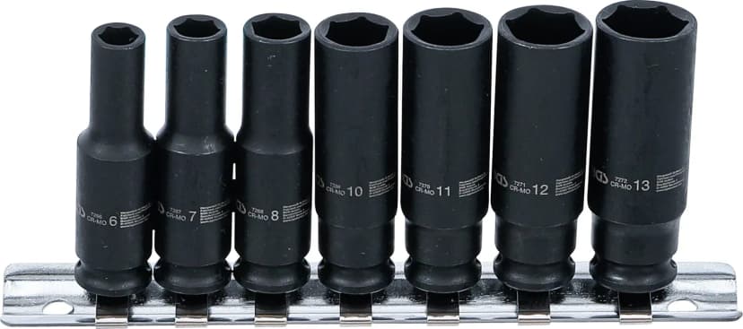 Set udarnih nasadnih ključev, šestrobi, globoki, pogon 6.3 mm (1/4"), 6 - 13 mm, 7-delni