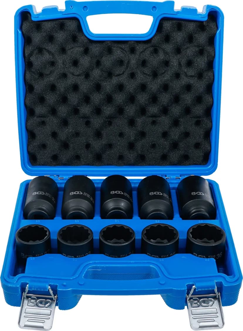 Set udarnih nasadnih ključev, 12-robni, pogon 12.5 mm (1/2"), 32 - 36 mm, 10-delni