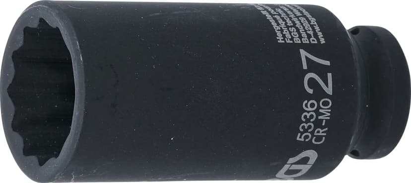 Udarni nasadni ključ, 12-robni, globok, pogon 12.5 mm (1/2"), 27 mm