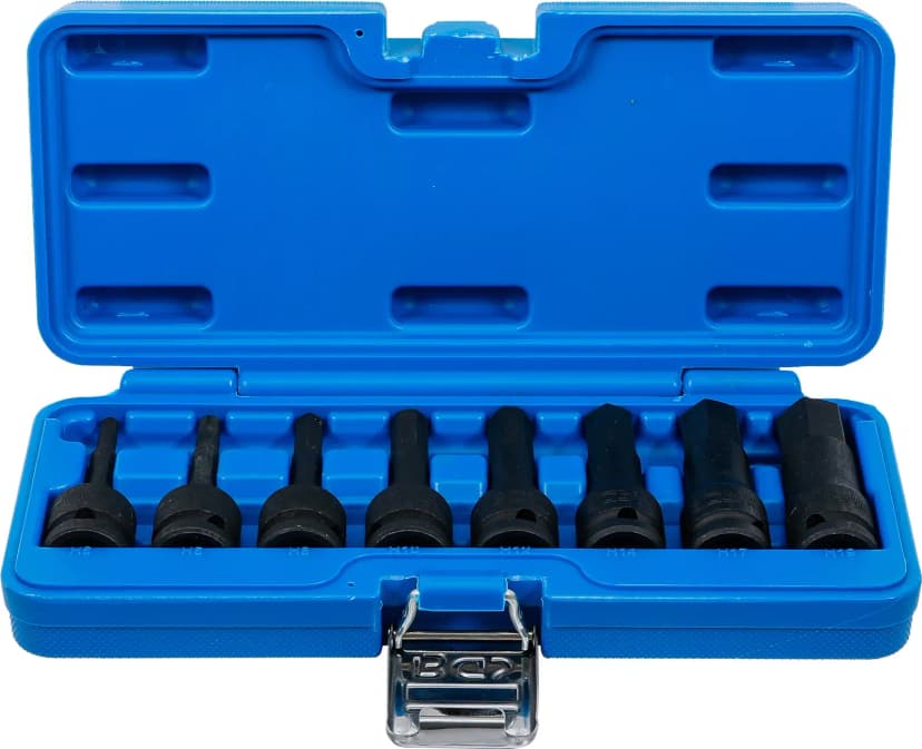 Set udarnih nasadnih ključev z bitom, pogon 12.5 mm (1/2"), notranji šestrob 5 - 19 mm, 8-delni