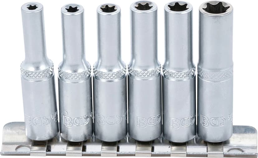 Set nasadnih ključev, E-profil, globoki, pogon 6.3 mm (1/4"), E4 - E10, 6-delni