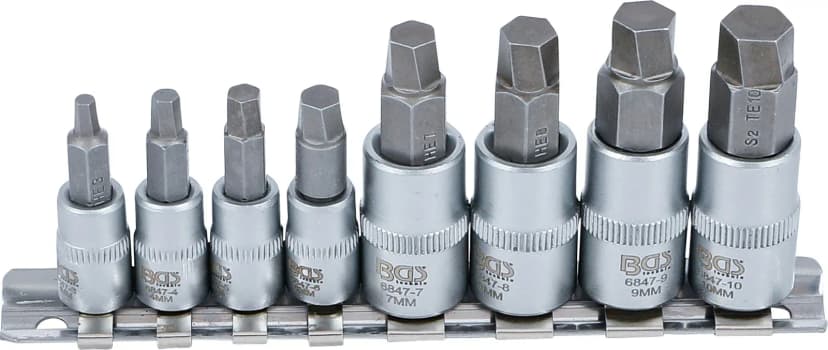 Set izvlekačev vijakov, pogon 6.3 mm (1/4") / 10 mm (3/8"), za poškodovan notranji šestrob 3 - 10 mm, 8-delni