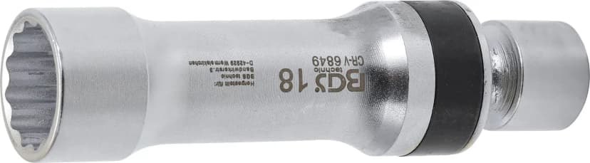 Nasadni ključ za svečke, 12-robni, z zadrževalno vzmetjo, pogon 10 mm (3/8"), 18 mm