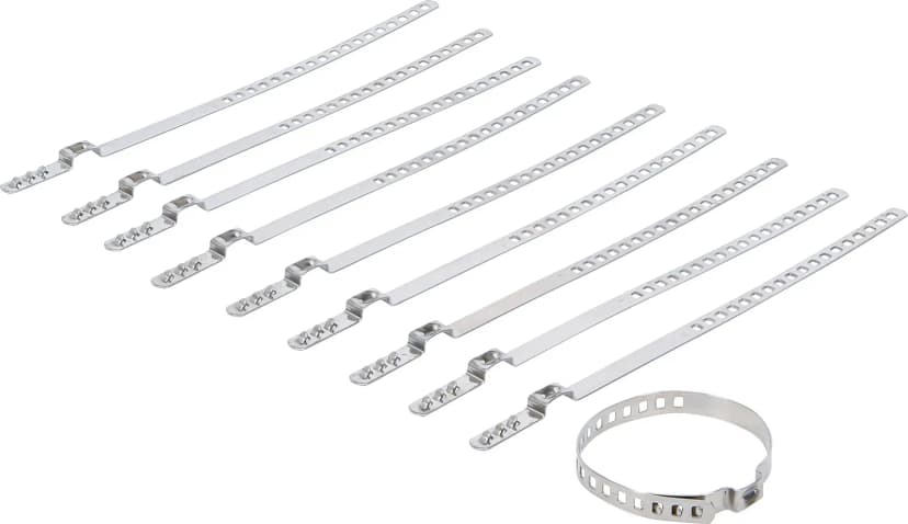 Set objemk za manšeto osi, nerjavno jeklo, 7 mm, 20 - 50 mm, 10-delni