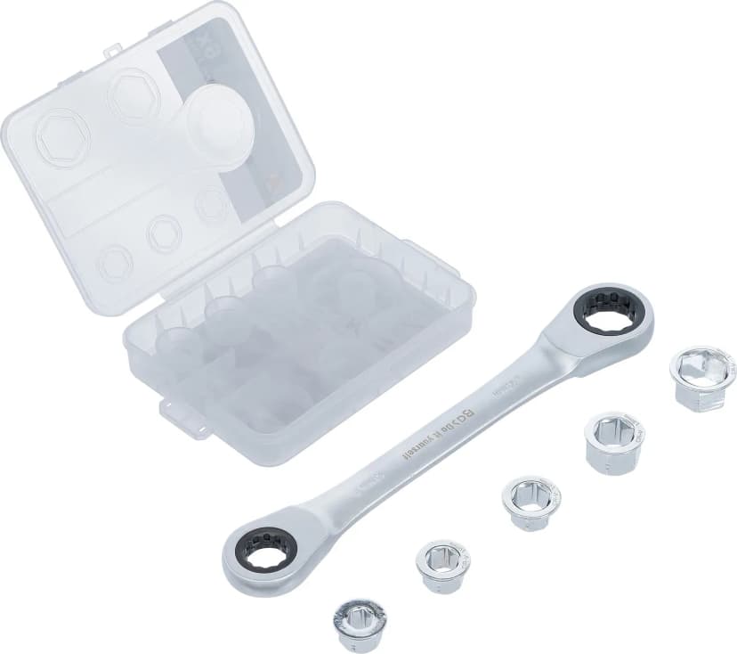 Set dvostranskega raglnega ključa z adapterji, 8 - 19 mm, 6-delni