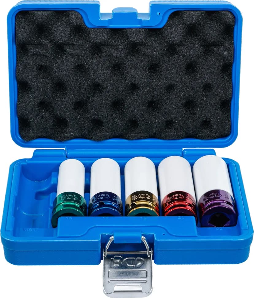 Set zaščitnih udarnih nasadnih ključev, pogon 12.5 mm (1/2"), 15 / 17 / 19 / 21 / 22 mm / MS17, 6-delni
