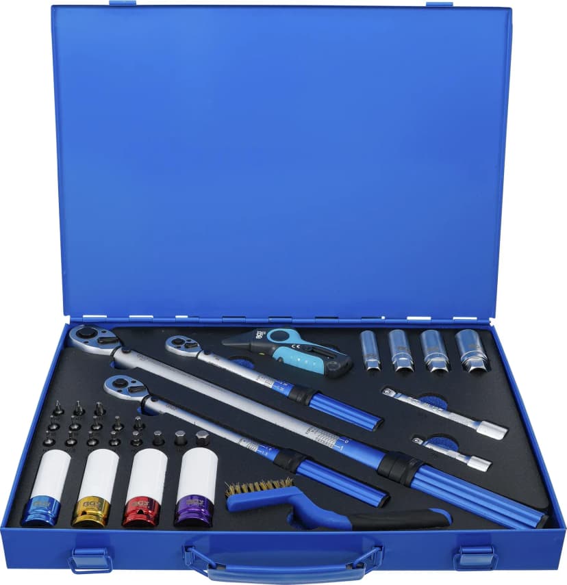 Set momentnih ključev, 6.3 mm (1/4"), 10 mm (3/8"), 12.5 mm (1/2"), 31-delni
