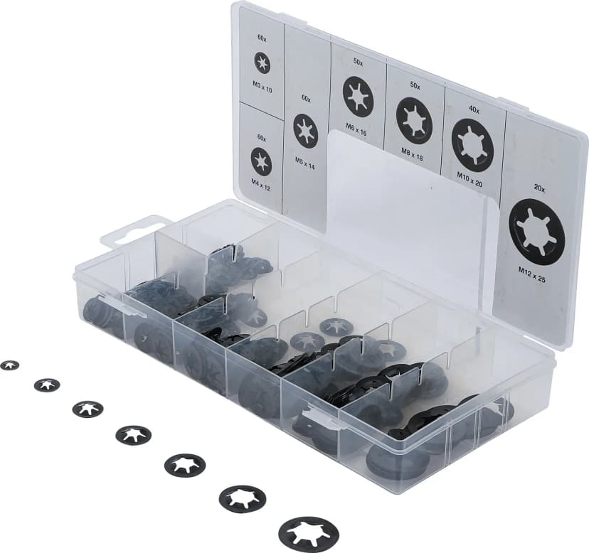 Set vpenjalnih podložk / varovalnih podložk, M3 - M12, 340-delni
