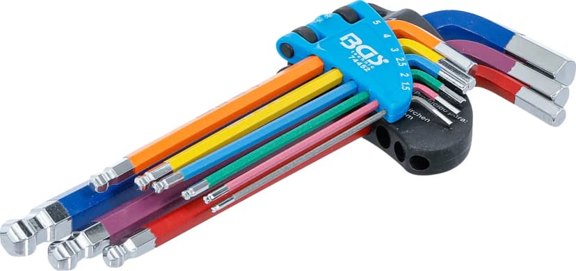 Set L-ključev, večbarvno, notranji šestrob, notranji šestrob s kroglično glavo 1.5 - 10 mm, 9-delni