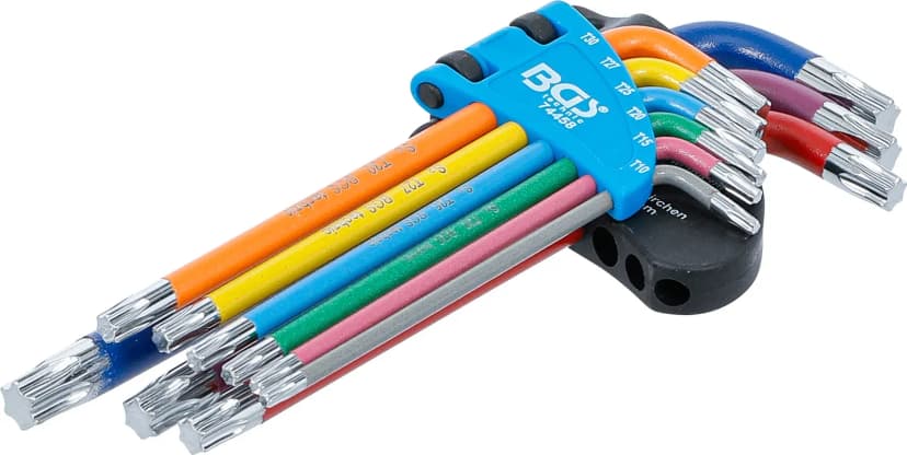 Set L-ključev, večbarvno, T-profil (za Torx) T10 - T50, 9-delni