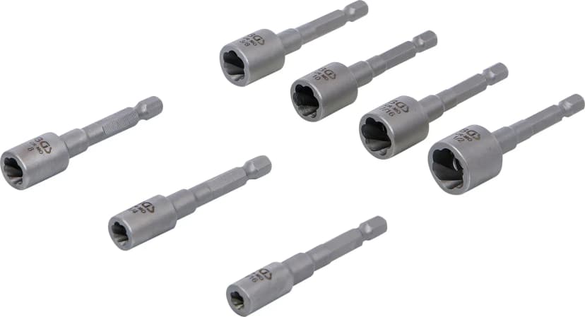 Set izvlekačev vijakov in matic, pogon zunanji šestrob 6.3 mm (1/4"), za vrtalne stroje, 7-delni