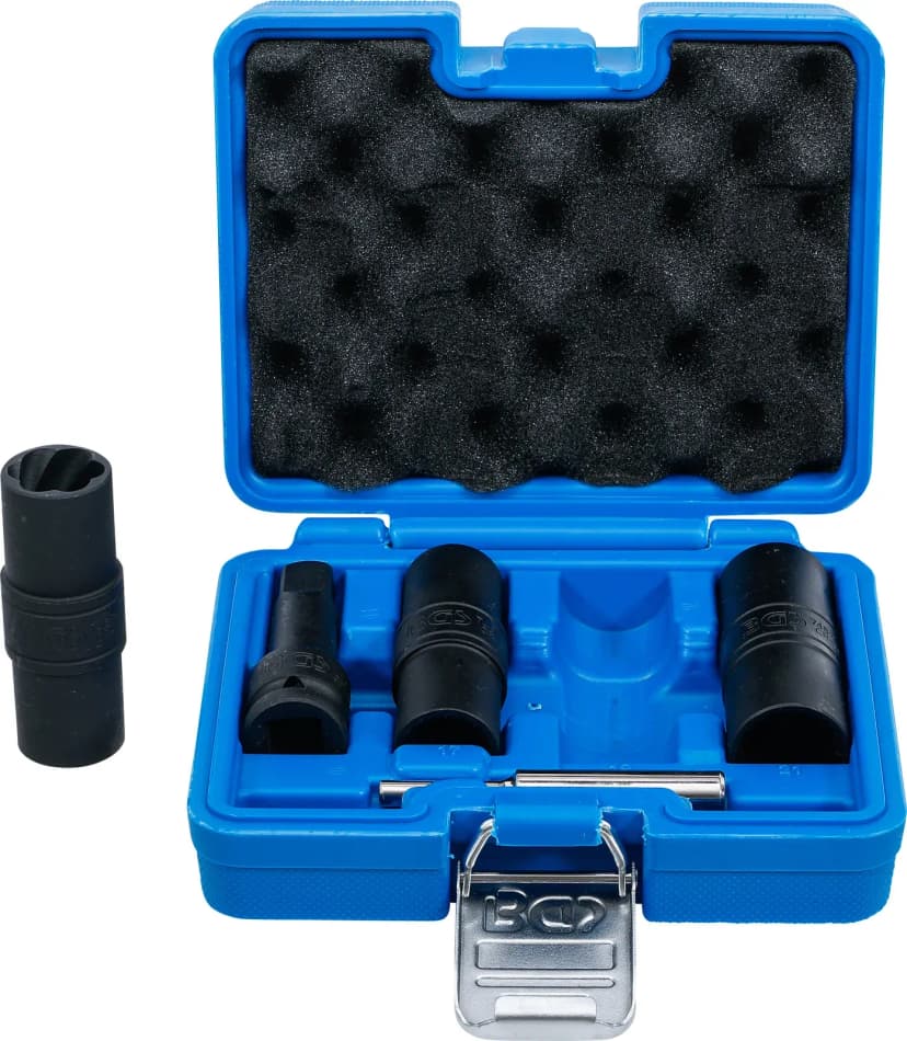 Set posebnih udarnih dvostranskih nasadnih ključev / zunanji šestrob in izvlekači vijakov 17 - 19 - 21 mm, 12.5 mm (1/2"), 3-delni