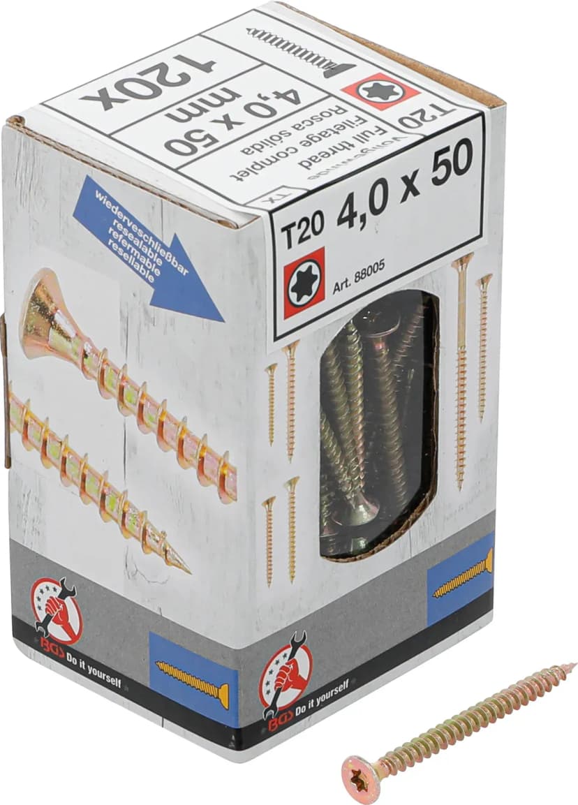 Večnamenski vijaki, T-profil (za Torx) T20, 4.0 x 50 mm, 120 kosov