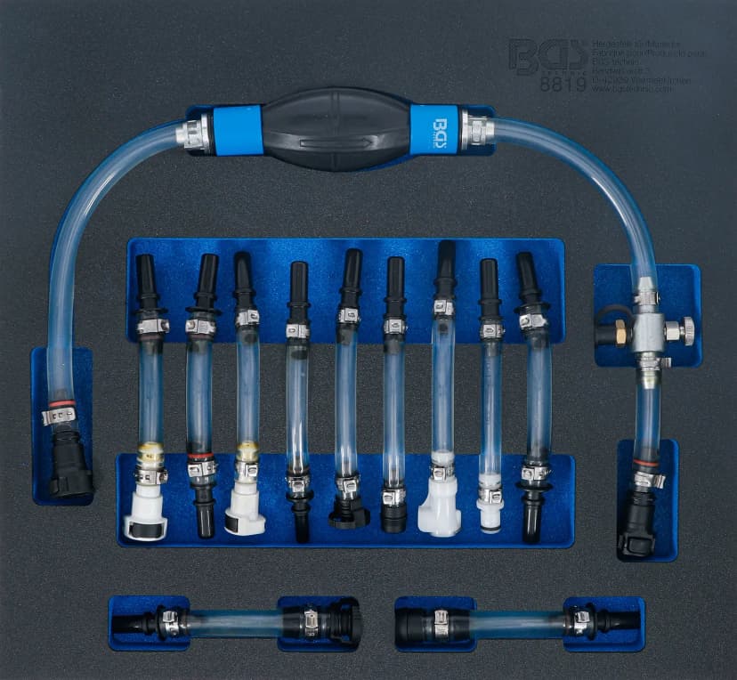Set za odzračevanje dizla / ročno črpalko, za Ford, PSA, Opel / Vauxhall, Fiat, Rover, Land Rover, Renault, Mercedes-Benz, 12-delni