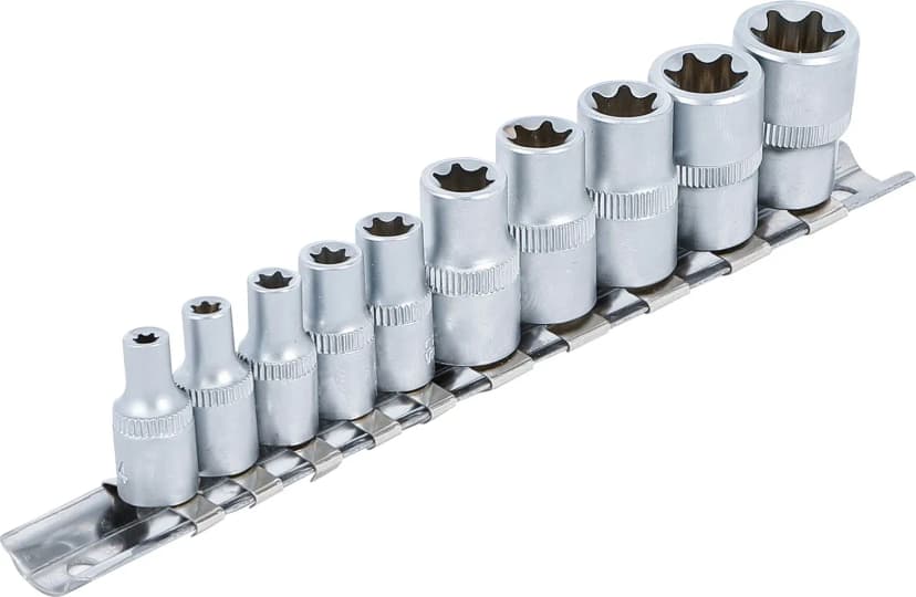 Set nasadnih ključev, E-profil, pogon 6.3 mm (1/4") / 10 mm (3/8"), E4 - E16, 10-delni