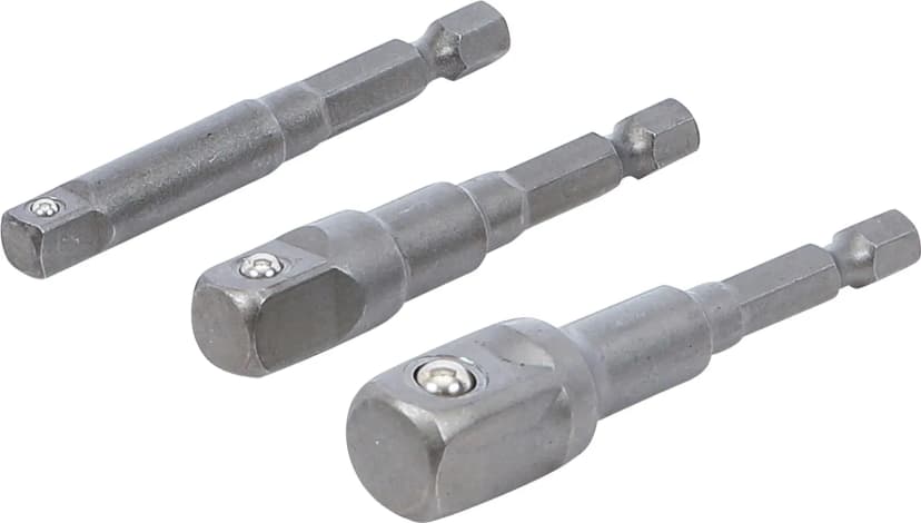 Set adapterjev za električne vrtalnike, pogon 6.3 mm (1/4"), 6.3 mm (1/4") / 10 mm (3/8") / 12.5 mm (1/2"), 3-delni