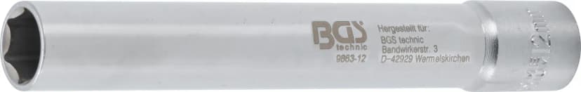 Nasadni ključ, šestrobi, izjemno globok, pogon 10 mm (3/8"), 12 mm