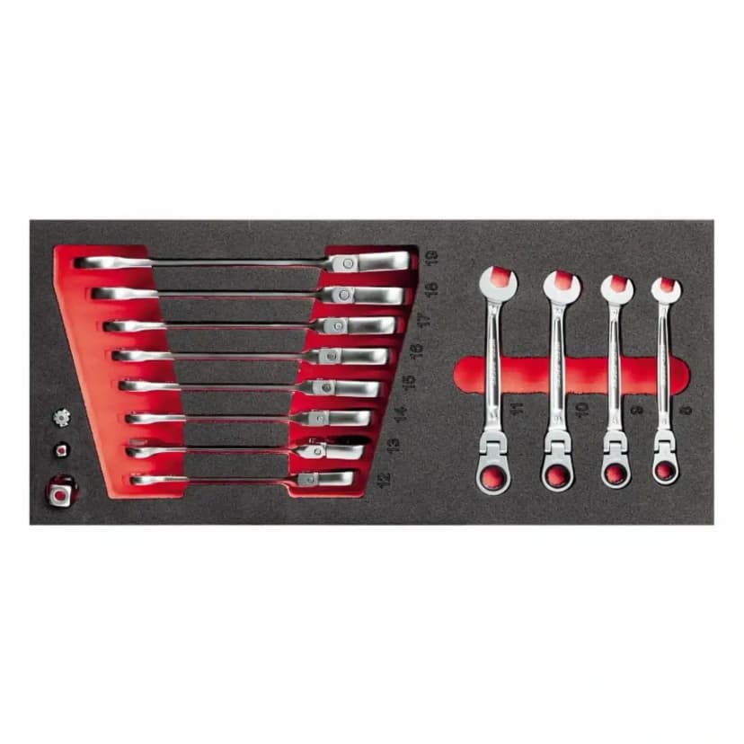Set kombiniranih ključev s pregibno ragljo (PENA) - 15 delni